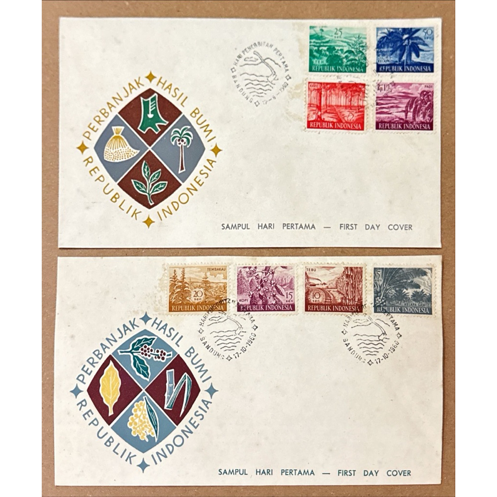 

PRANGKO INDONESIA 1960 SHP HASIL BUMI (2 SAMPUL COMPLIT SET) MINT.