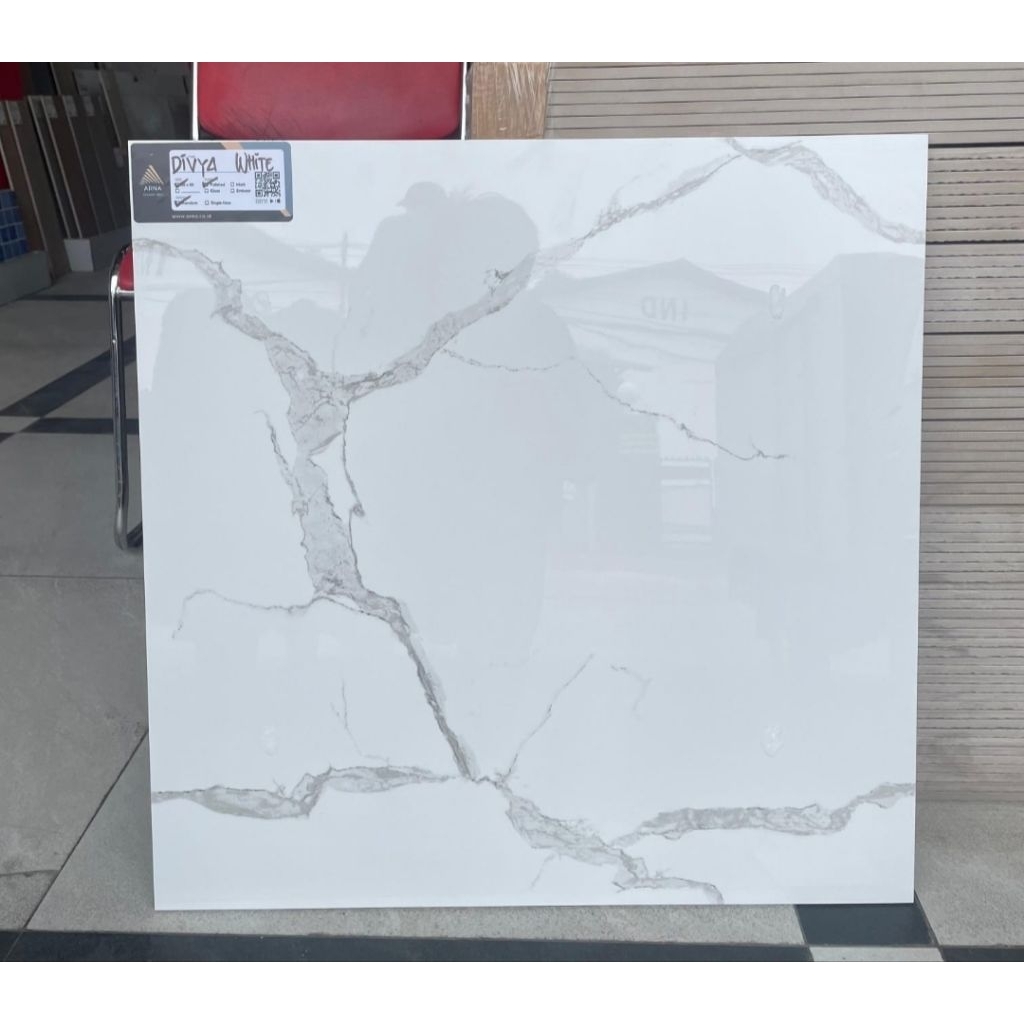 GRANIT LANTAI GLASS POLISHED ARNA DIVYA WHITE 60X60 KW1