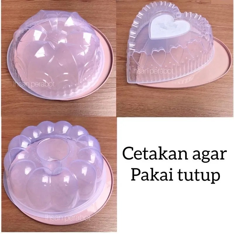 Cetakan jelly puding lily daisy heart + tutup / Cetakan Puding Tutup