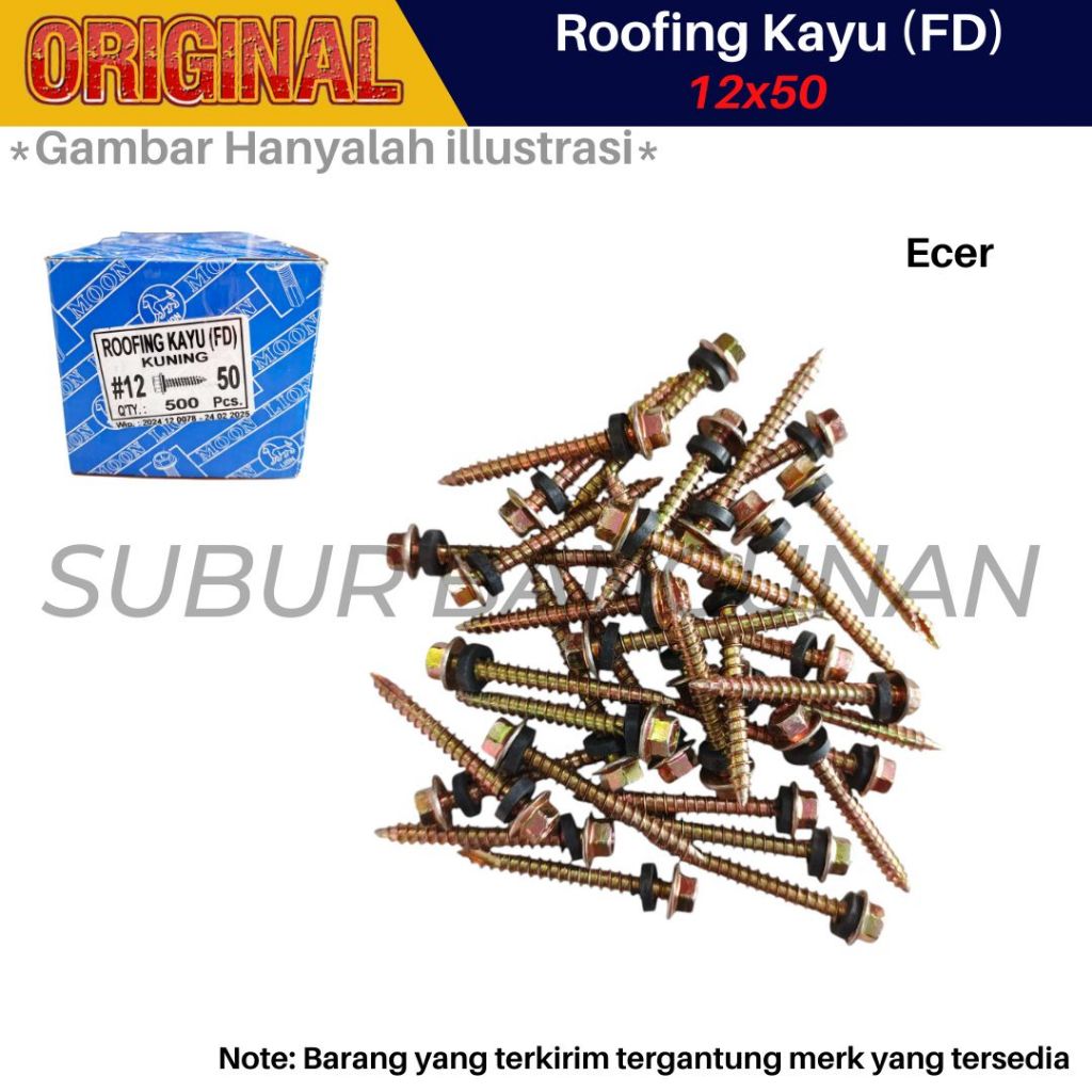 [PER PCS] Sekrup ROOFING KAYU /ROOFING KASAR KUNING 12 X 50 (5 cm)