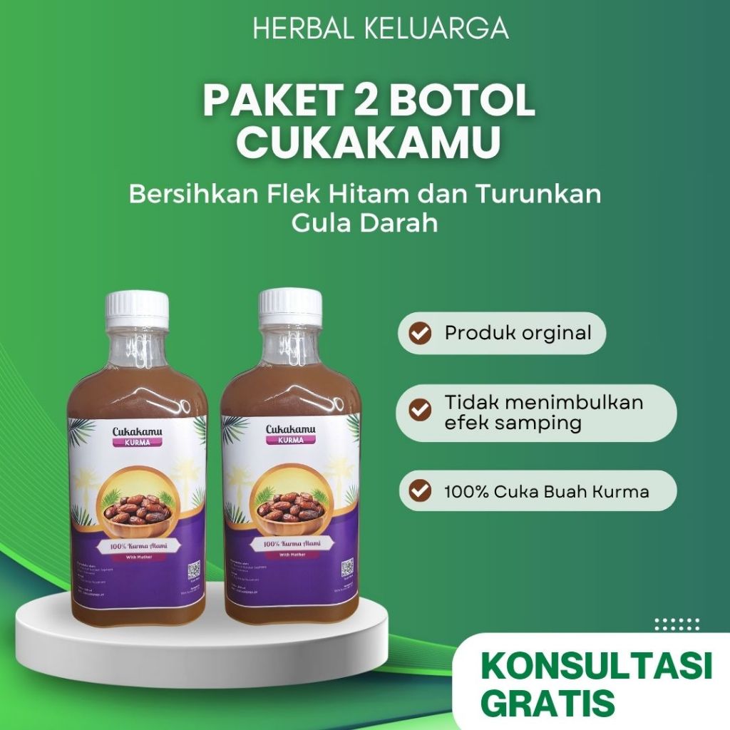 

CUKAKAMU 2 BOTOL Cuka Kurma Mencerahkan Wajah Putih Bersih Flek Hitam & Turunkan Gula Darah