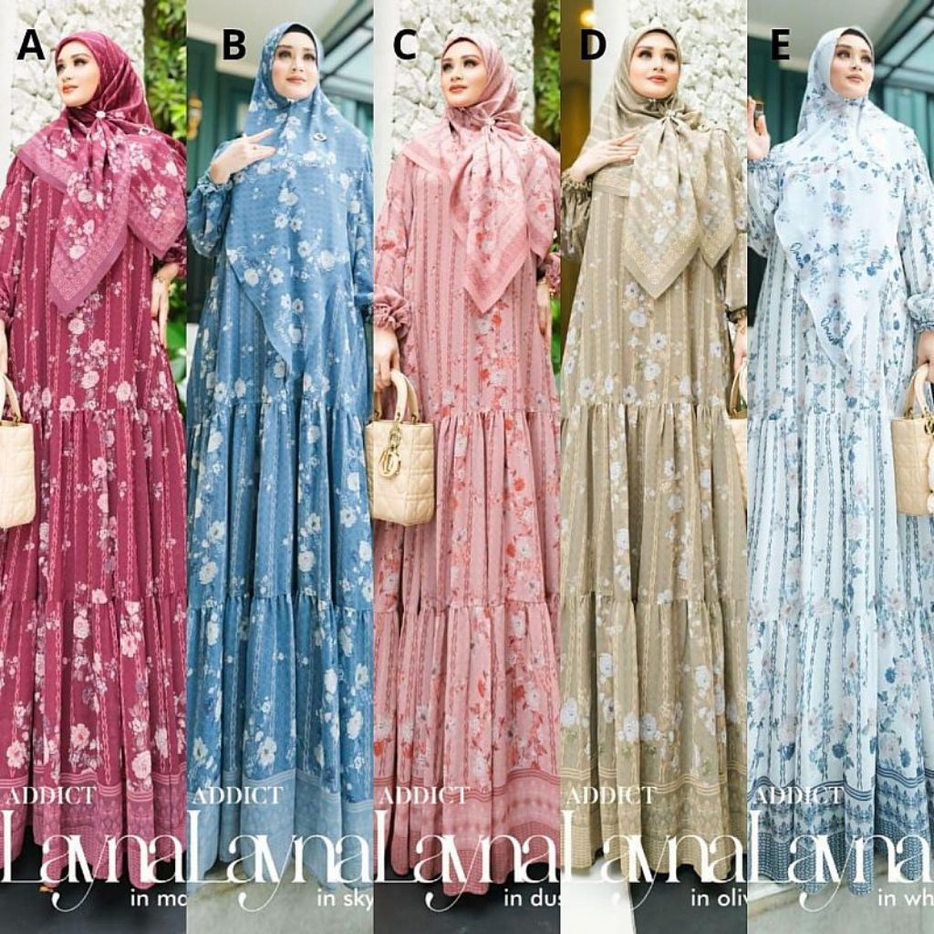 Layna Set Khimar Gamis Syar'i Branded Original By Omeiro
