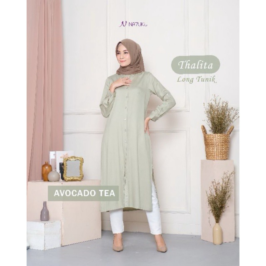 TUNIK GAMIS DRESS BAJU MUSLIM SLIT DRESS BELAH SAGE