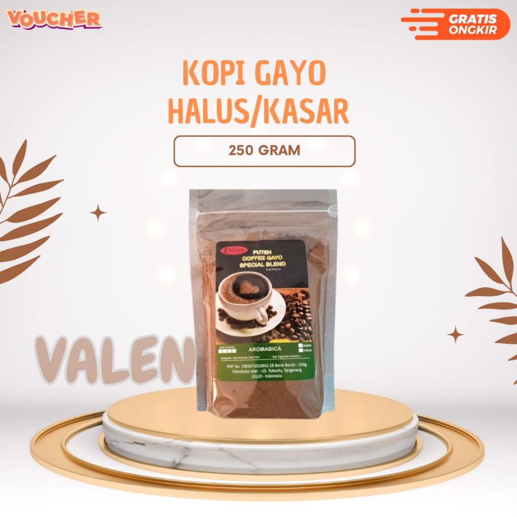 

Kopi Gayo Halus atau Kasar 250 Gram Kemasan Ekonomis Bubuk Coffee - Halus