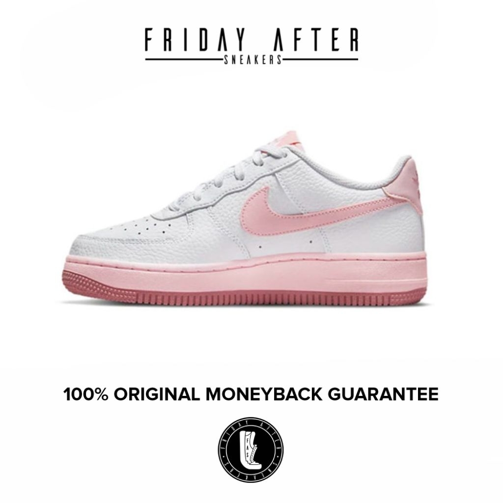 Sepatu Sneakers Wanita Nike Air Force 1 White Pink Foam GS Original Resmi