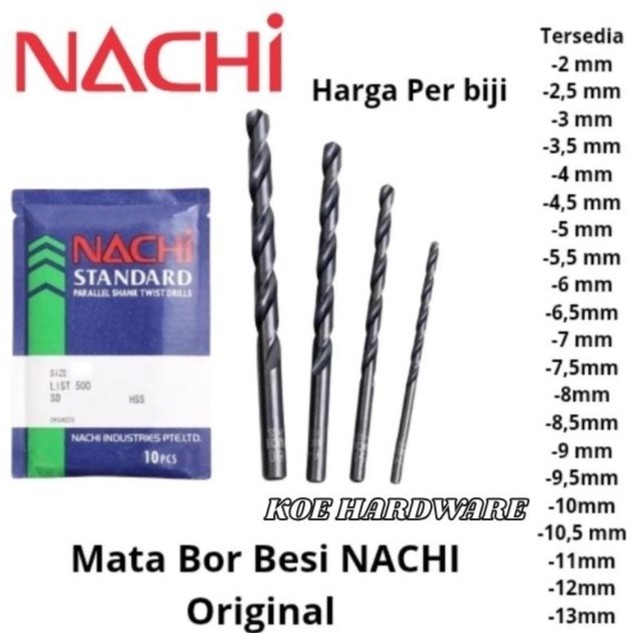 KoeHardware - Mata Bor Besi NACHI ORIGINAL 10,5mm/11mm/12mm/13mm/Mata Bor/Mata Bor Besi/Mata Bor Bes