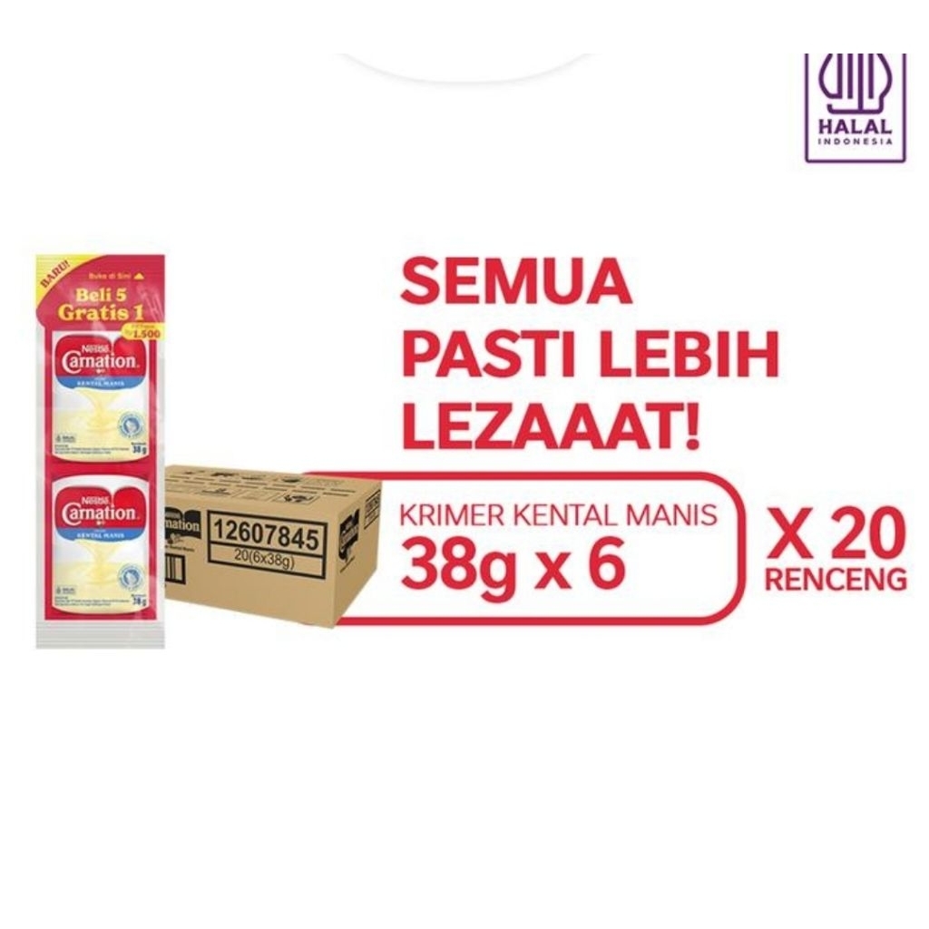 

Krimer Kental Manis Carnation Sachet per dus isi 20 renceng 38gr x 6