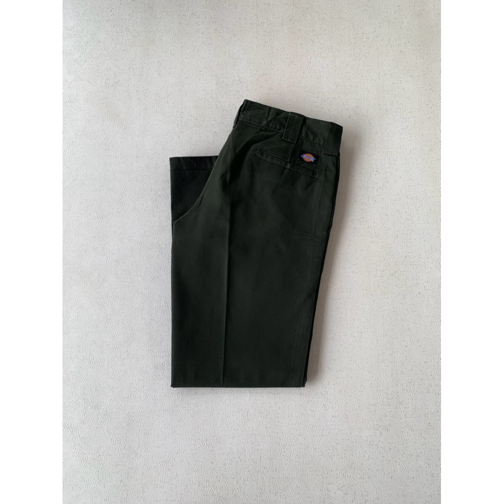 DICKIES - 873 SLIM STRAIGHT WORK PANTS OLIVE GREEN SIZE 34
