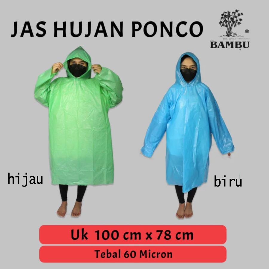 Jas Hujan Bambu Mantel Plastik Tebal Ponco Sekali Pakai