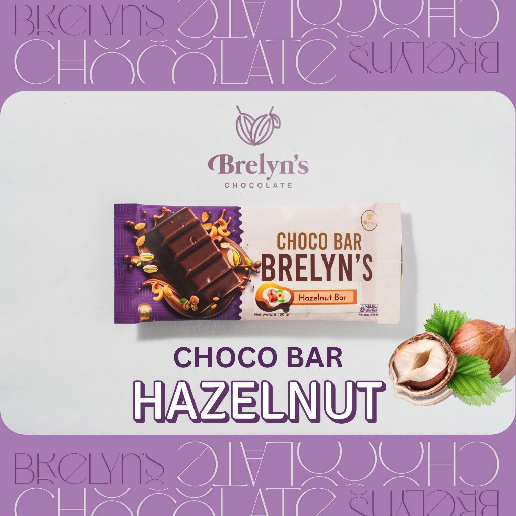 

Brelyn's Chocolate : Choco Bar Hazelnut Bar (Coklat rasa hazelnut) Manis Gurih 36 gram