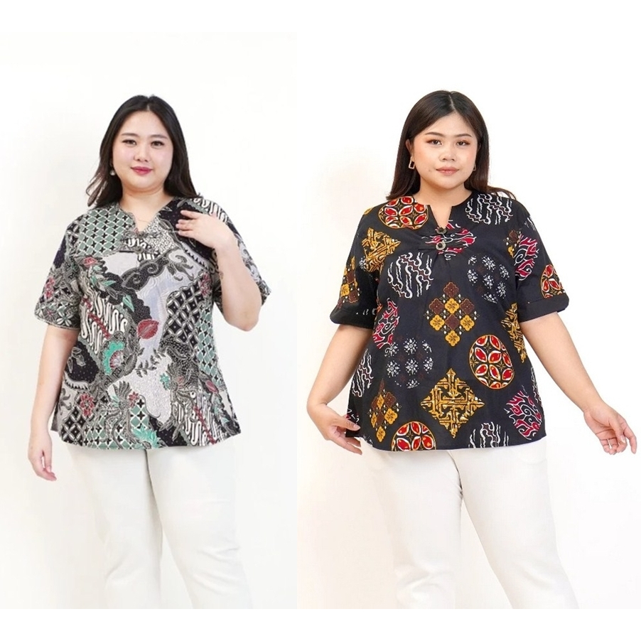 ATASAN BLOUSE BAJU BATIK ORIENTAL WANITA JUMBO JUMBO BIG SIZE 021 F OVERSIZE XXL XXXL LD 120cm XXL X