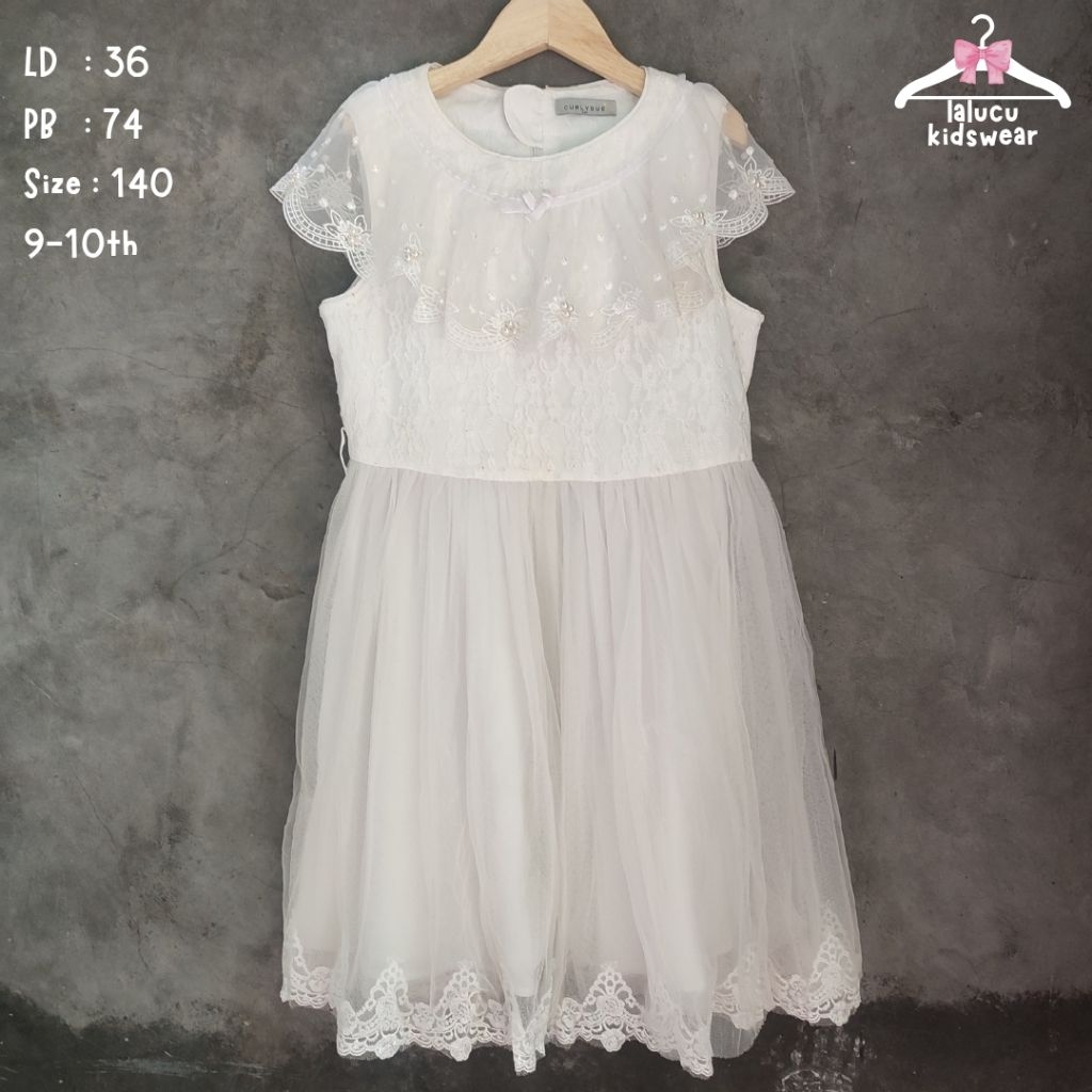 P♡ / DRESS TUTU ANAK PEREMPUAN 8,9,10 TAHUN (C*rlysue) / DRESS PUTIH ANAK / BAJU ULANG TAHUN ANAK