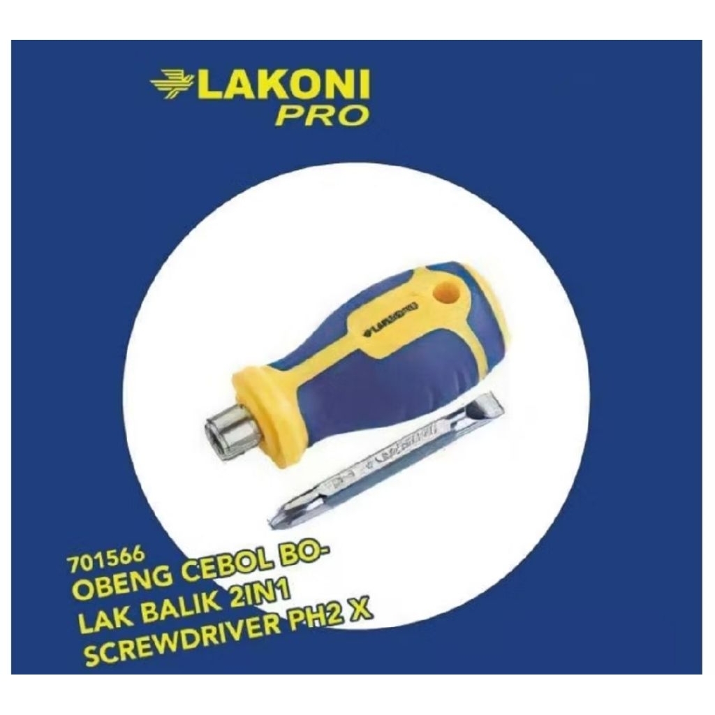 obeng cebol bolak balik plus minus / obeng stubby lakoni pro