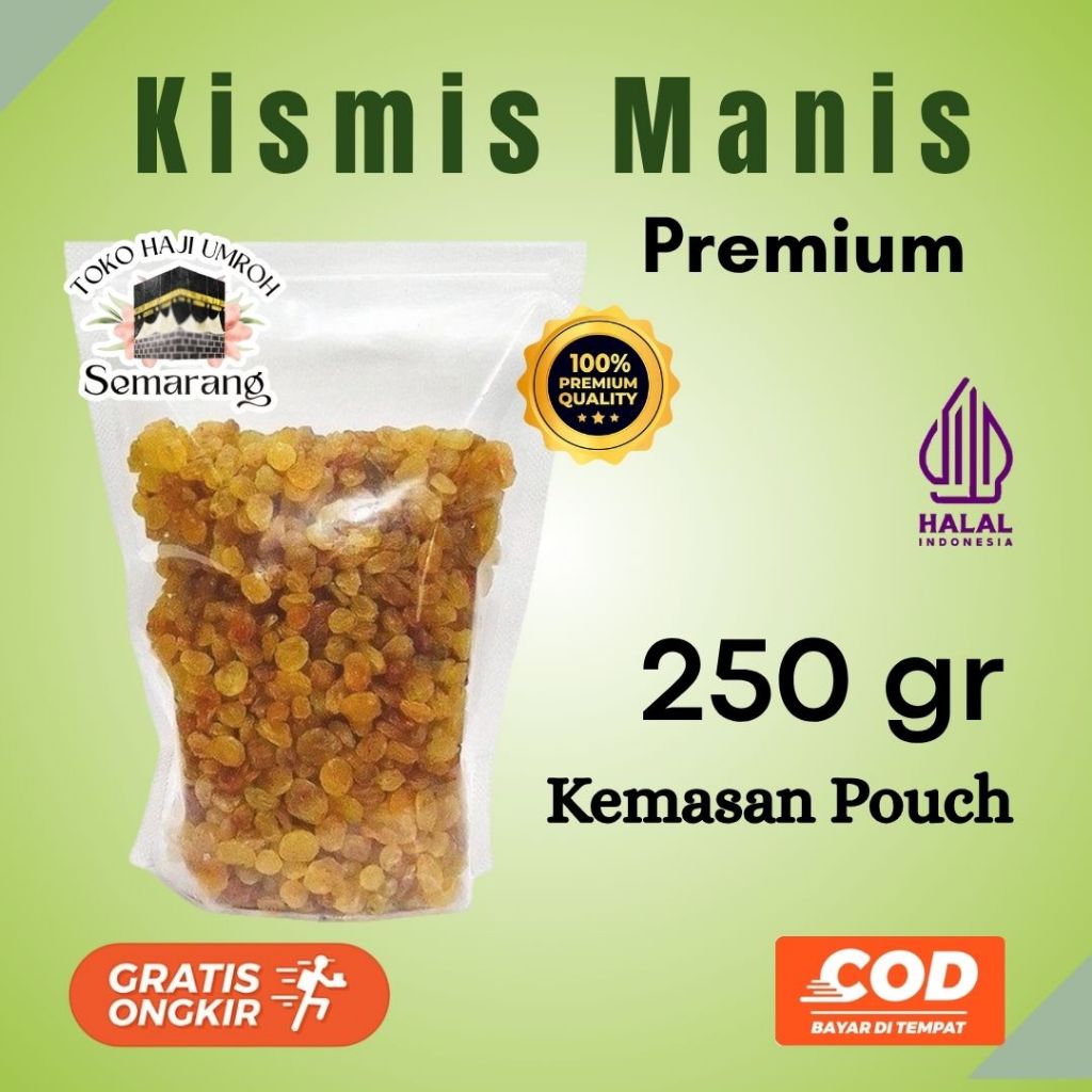

Kismis Manis Premium Kemasan Repack Pouch 250 Gr Khas Arab Saudi Original 100% Oleh Oleh Haji Umroh