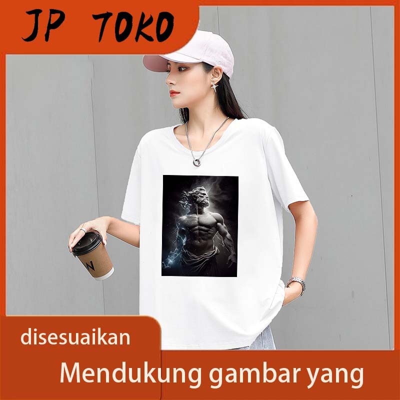 JP TOKO - Kaos Katun 100% Dark God of War Power Stylish Hero Cool Dark Warrior Hitam Putih Pasangan 