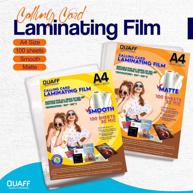 

A4 Size QUAFF Calling Card Laminating Film 30 micron Matte / Glossy (100pcs/pack)