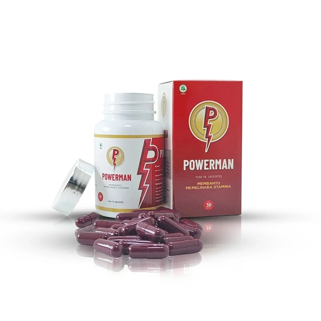 KAPSUL POWERMAN - suplemen Obat Tradisional Stamina Pria Kuat Tahan Lama BPOM 100%Original