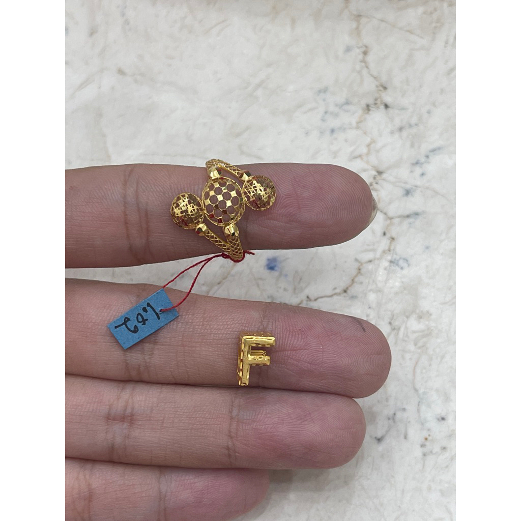 Liontin huruf f emas asli kadar 875