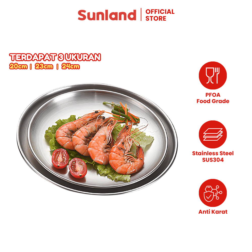 SUNLAND Piring Makan Mewah Piring Dekorasi Piring Stainless Steel Piring Emas Stainless Tebal Piring