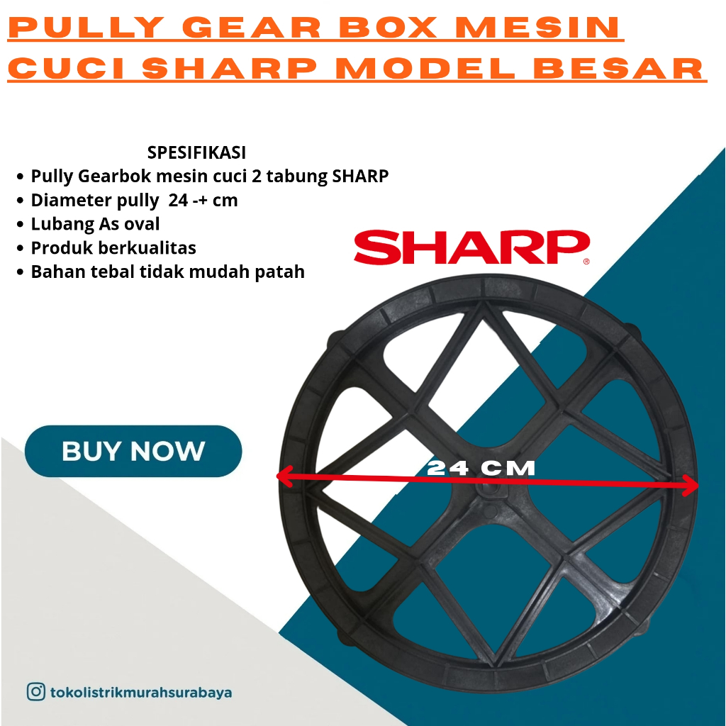 Pully Gearbox Mesin Cuci Sharp Model Besar Diameter 21 cm dan 24 cm // Pully Gearbox Sharp 21/24