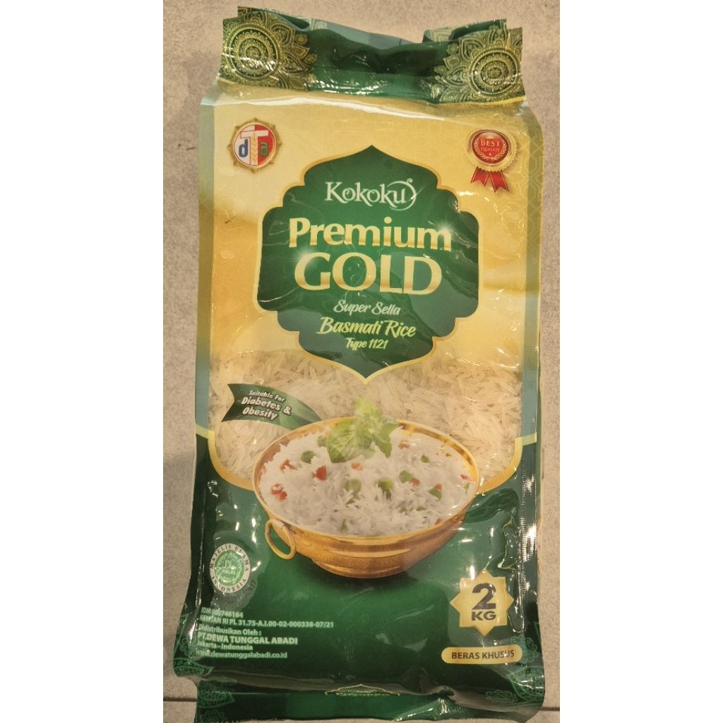 

Beras India Super Sella KOKOKU Premium Gold Basmati Rice 2 kg - RM