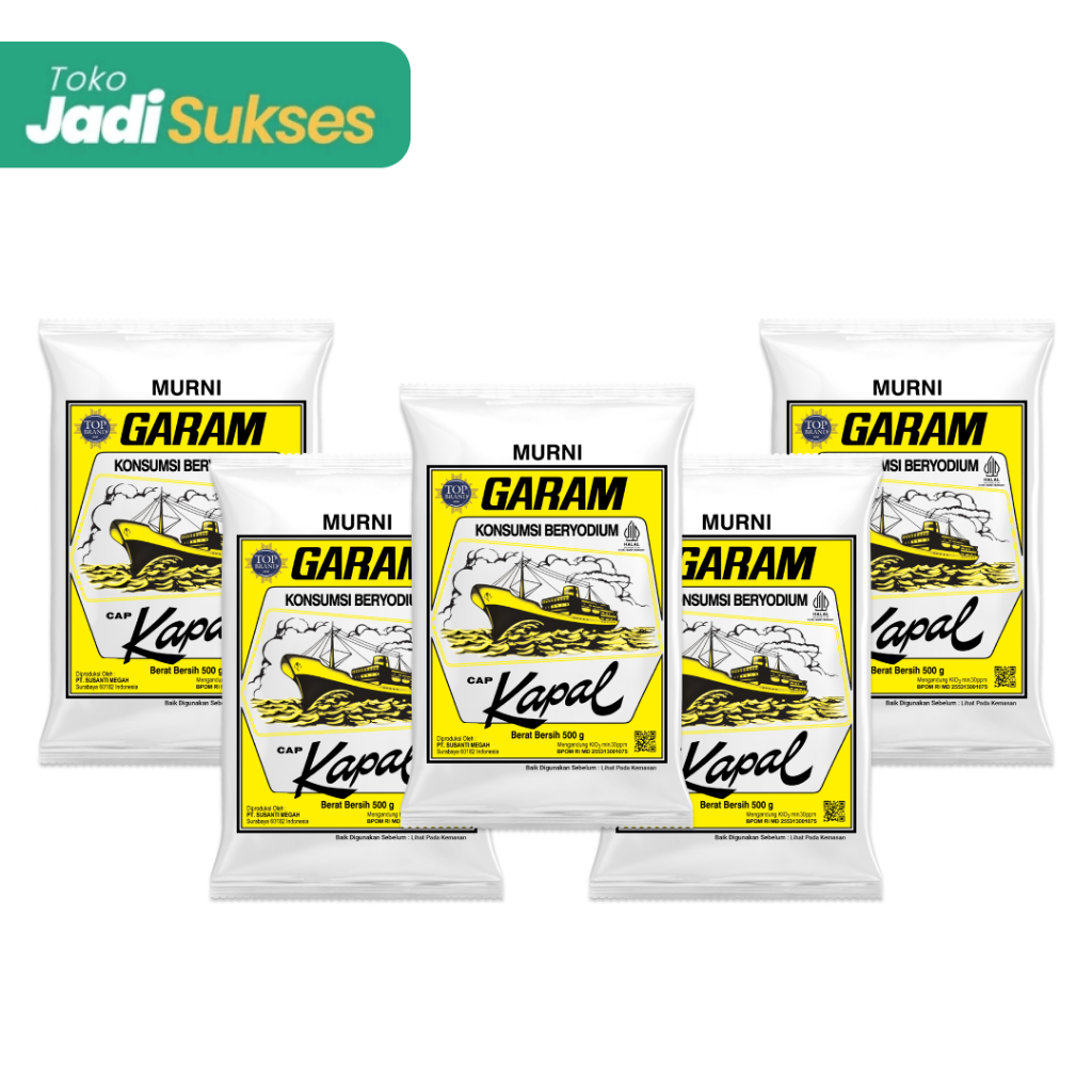 

[Bundle 5 Pcs] Murni Garam Dapur Cap Kapal Berat Bersih 500 g