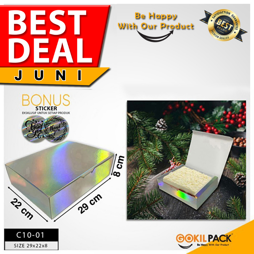 

Kotak Hampers - Gift Box Silver Hologram - Dus Kado - Uk 29x22x8 cm - C10