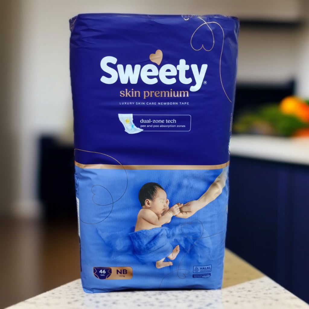 SWEETY SKIN PREMIUM NB 46 (PEREKAT)_PAMPERS BAYI BARU LAHIR_POPOK NEW BORN