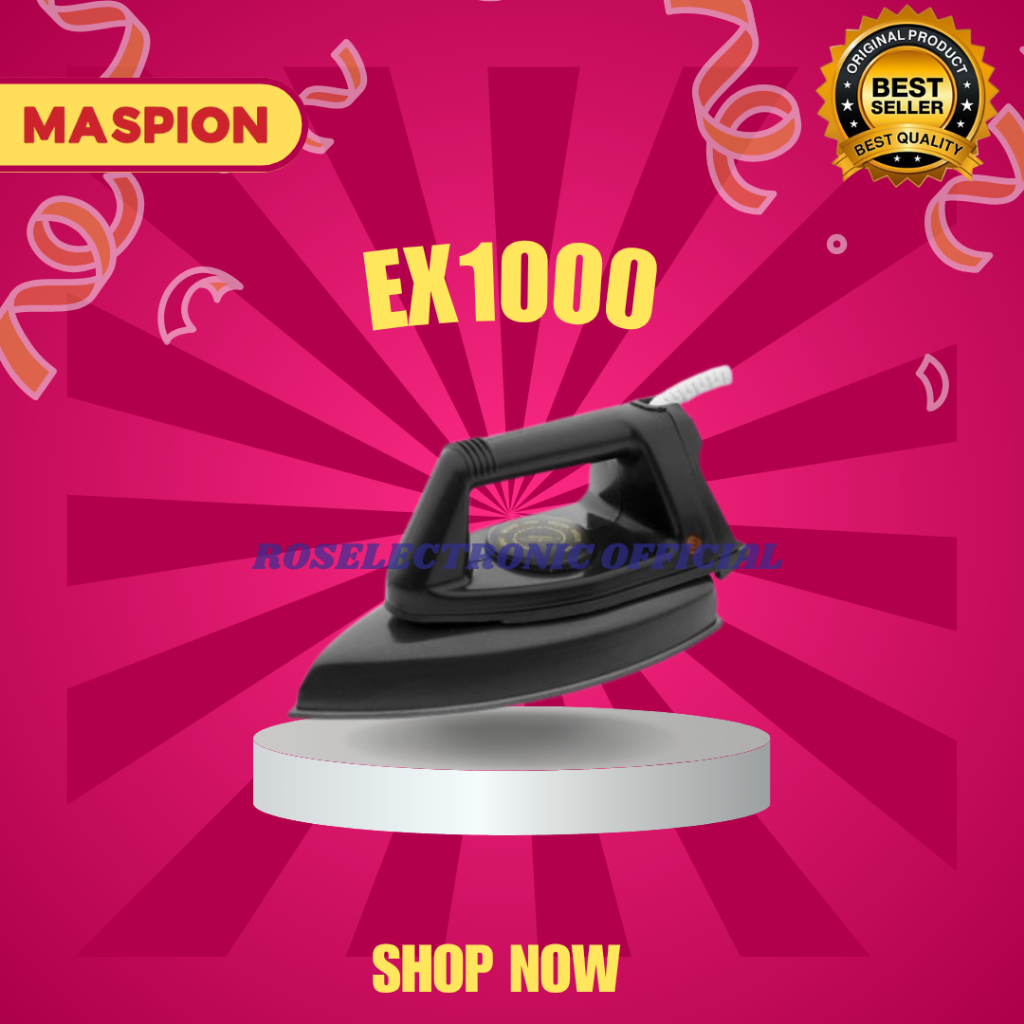 MASPION SETRIKA EX 1000 Hitam - Setrika Listrik/EX 1000/EX1000/EX-1000/MASPION SETRIKA MURAH ORI