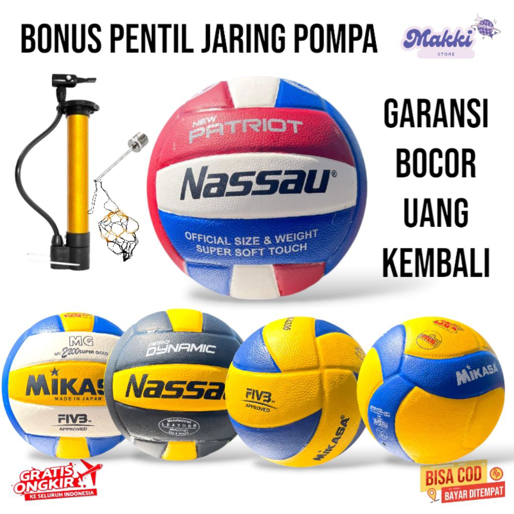 Bola Voli Anak SD SMP | Bola Voli Empuk Ringan Berbagai Variasi | Gratis Pompa