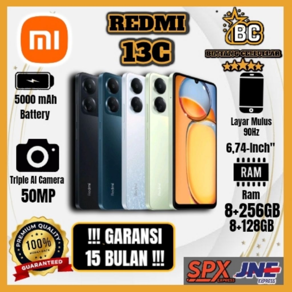 AIG [NEW ] HP XIOMI REDMI 13C Ram 8+256GB/Ram 8+128 Camera 50MP + Display 6,74 inches + Battery