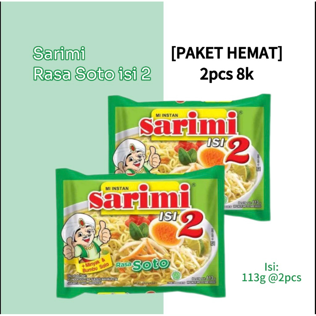 

[PAKET HEMAT] Sarimi Rasa soto isi 2 mi instan kemasan 113g @2pcs