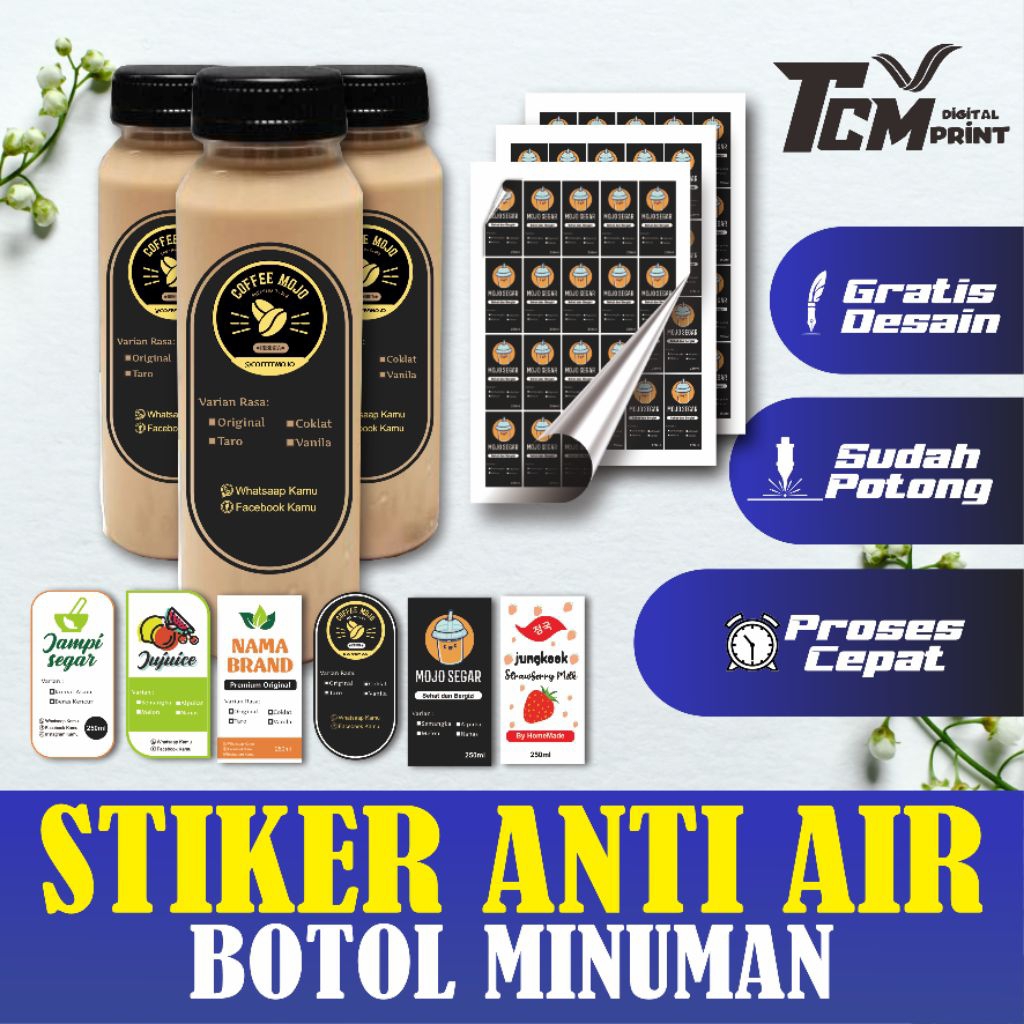 

Stiker Botol/Minuman/Transparan/Anti Air