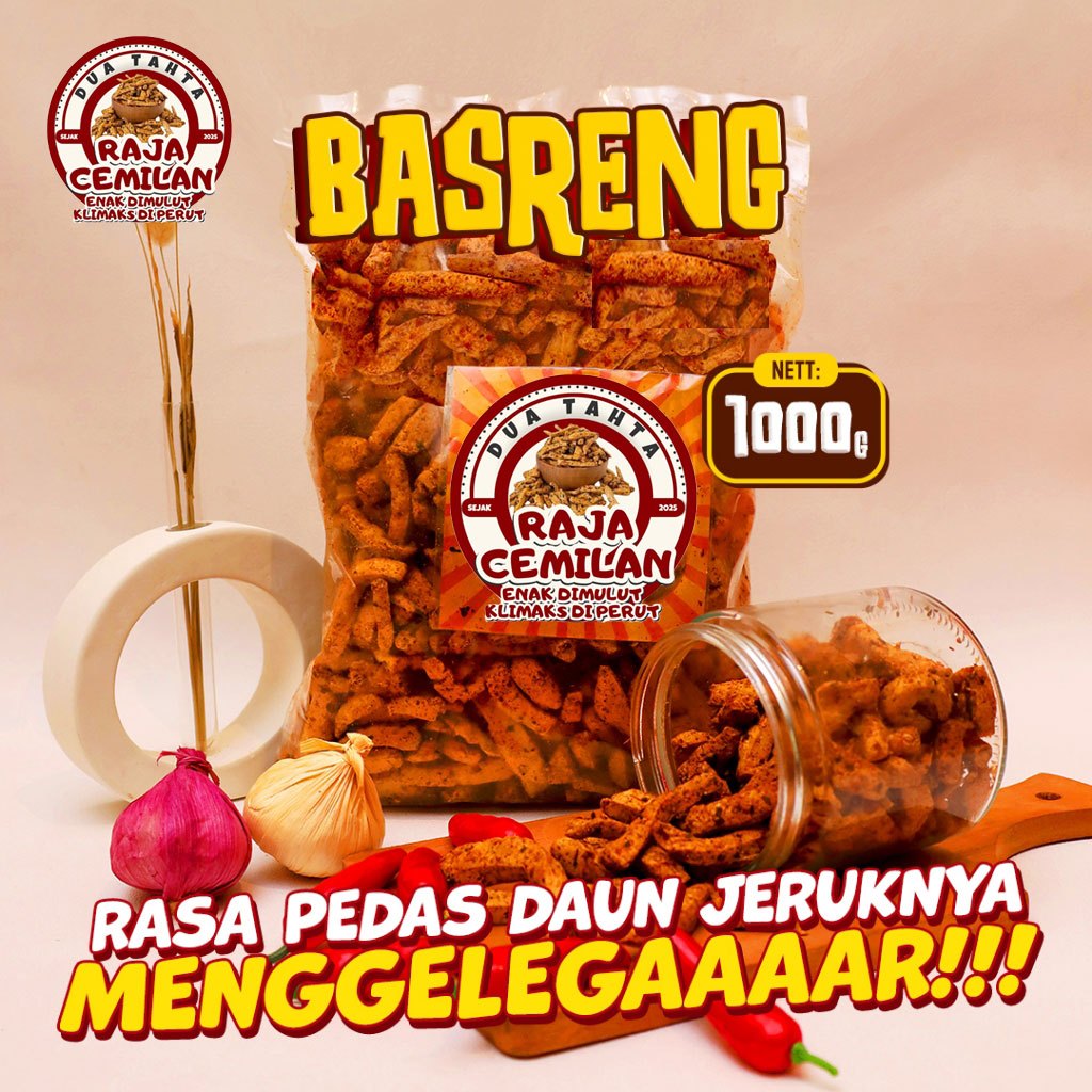 

1Kg Basreng Pedas Gurih Daun Jeruk Renyah Kriuk 1KG DUA TAHTA Cemilan Cemilan Snack Basreng Kiloan