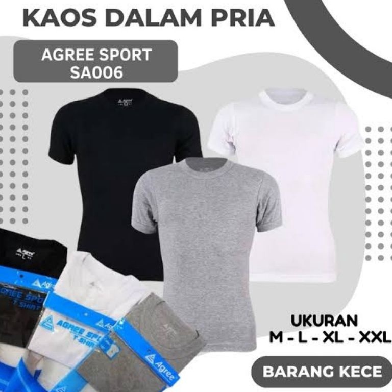 KODE V4U Oblong Dewasa  Oblong Agree Sport  Kaos Oblong Dalam Pria Size MLXL Agree Sport