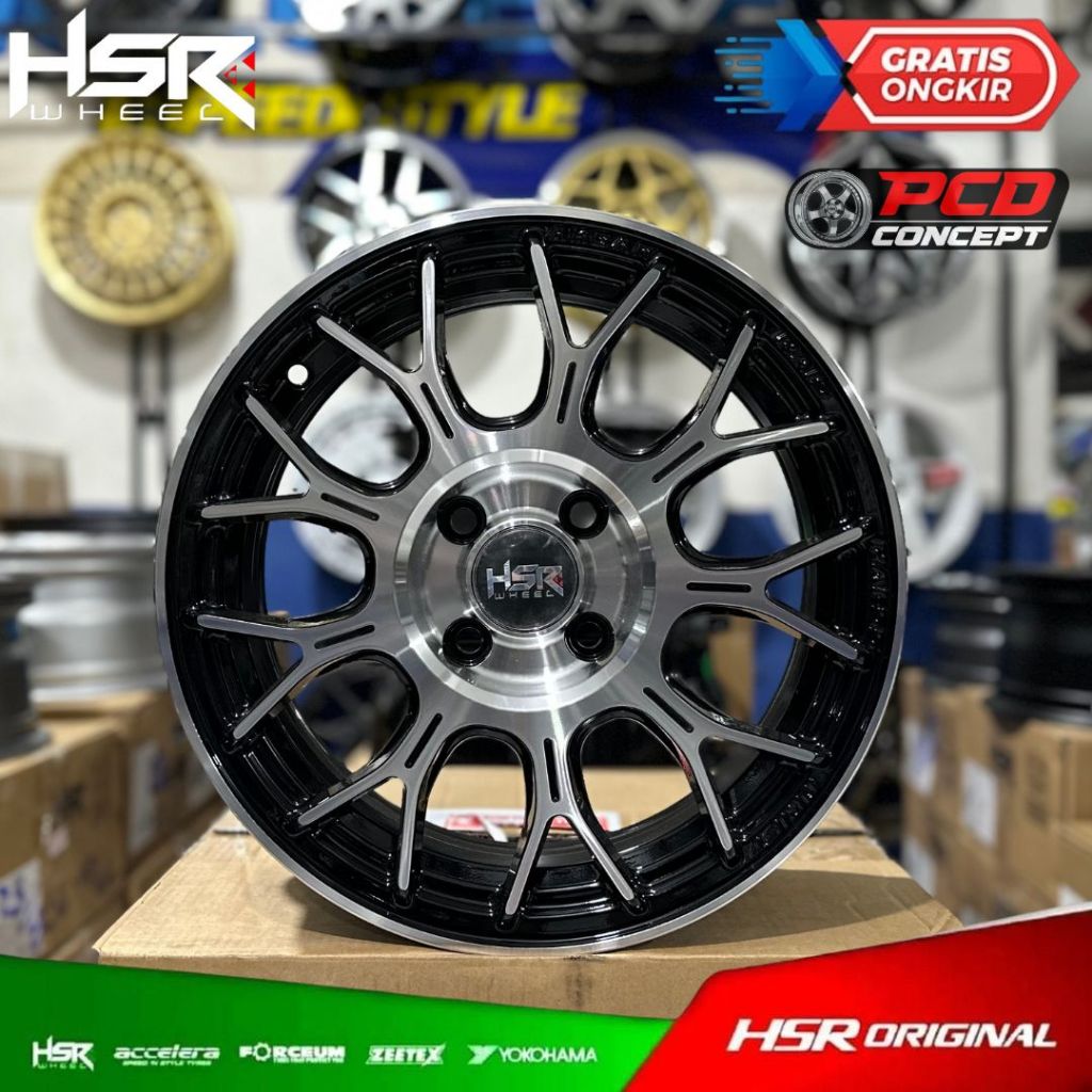 velg mobil racing HSR RAI S5 R15 lebar 6,5 PCD 4x100 ET 42 TWO TONE brio agya calya sigra ring15