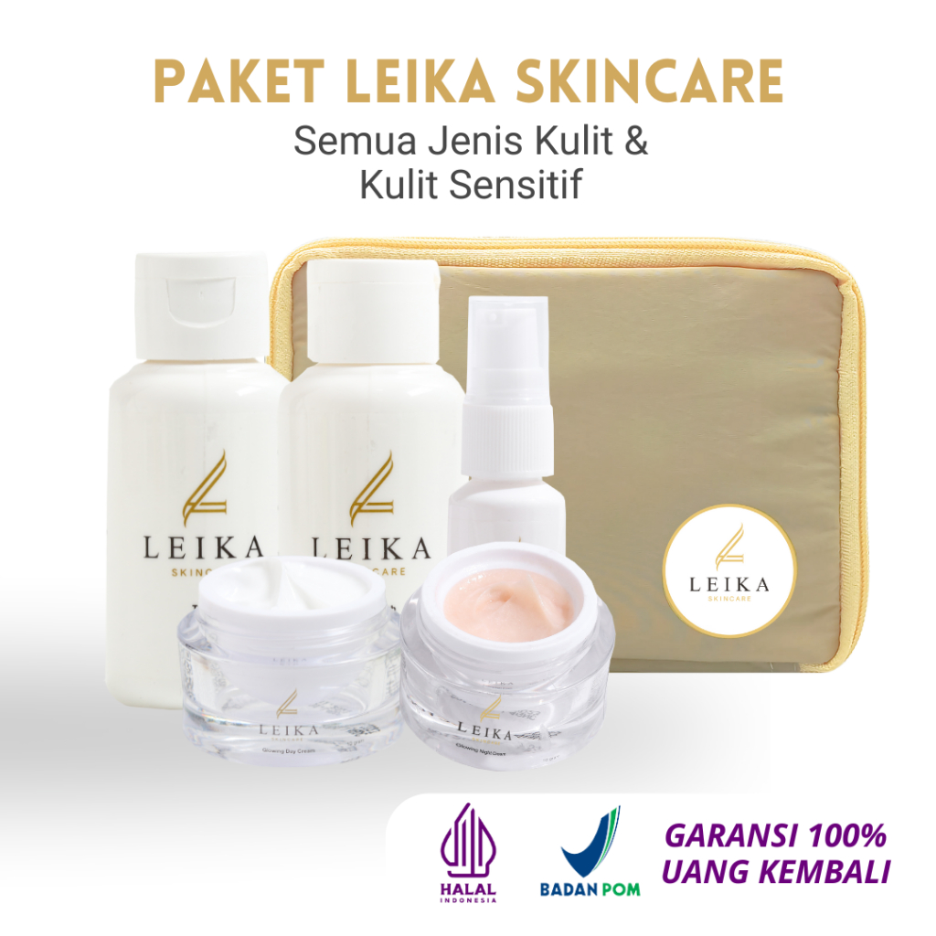 Leika Skincare Paket 5in1 Skincare Penghilang Flek Hitam Melasma di Wajah Pemutih Kulit Wajah Ampuh