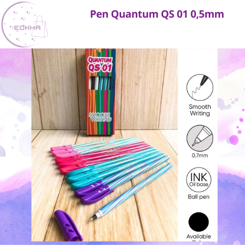 

EDKHA - Pen Quantum QS 01 0,5mm Pulpen Lilin Standard Bolpoin Hitam Pena Ballpoint Alat Tulis HARGA PER PCS
