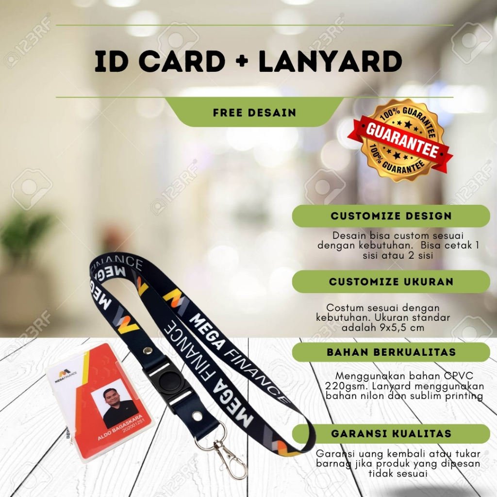 

ID Card + Lanyard Custom - Identitas Perusahaan/Event, Desain Gratis, Kualitas Premium