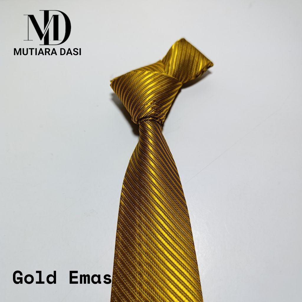 Dasi Instan Pria Gold Emas Dasi Salur 3 inch Dasi Instan Siap Pakai