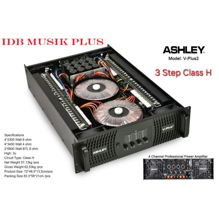 Power Ampli 4 Ch Class H Ashley V-Plus2 V-Plus 2 VPlus2 Original