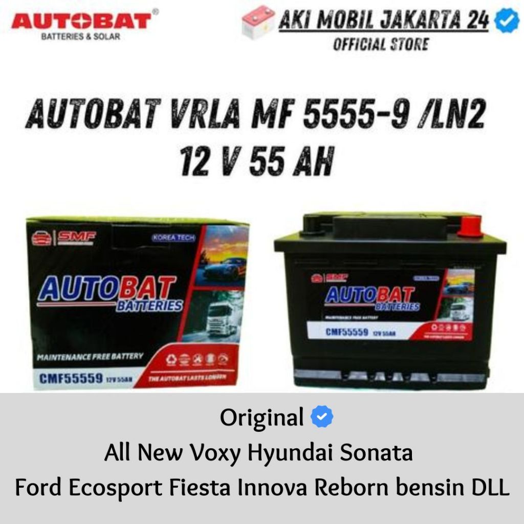 Aki Mobil Toyota Innova Zenix Din 55- 55559 AUTOBAT VRLA MF Aki kering 55 Ah