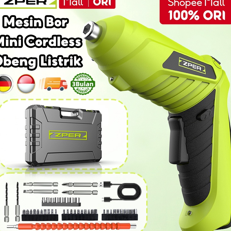Berkualitas ZPER Mesin Bor Baterai 42V Obeng Listrik Cordless Drill Battery Bor Kayu Triplek Besi Bo