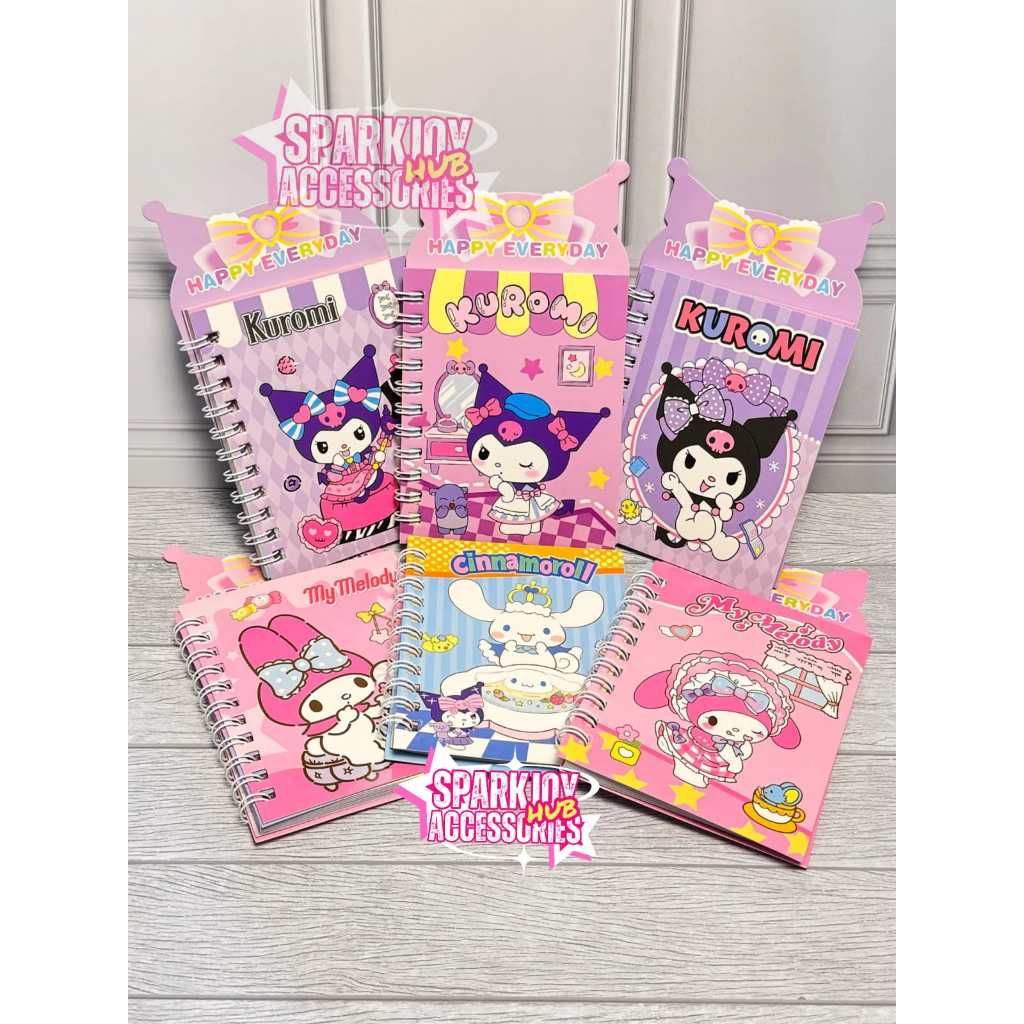 

[PREMIUM] Note Book + Stiker Karakter Sanrio (My Melody, Kuromi, Cinnamoroll) Spiral Mini Lucu, Import China