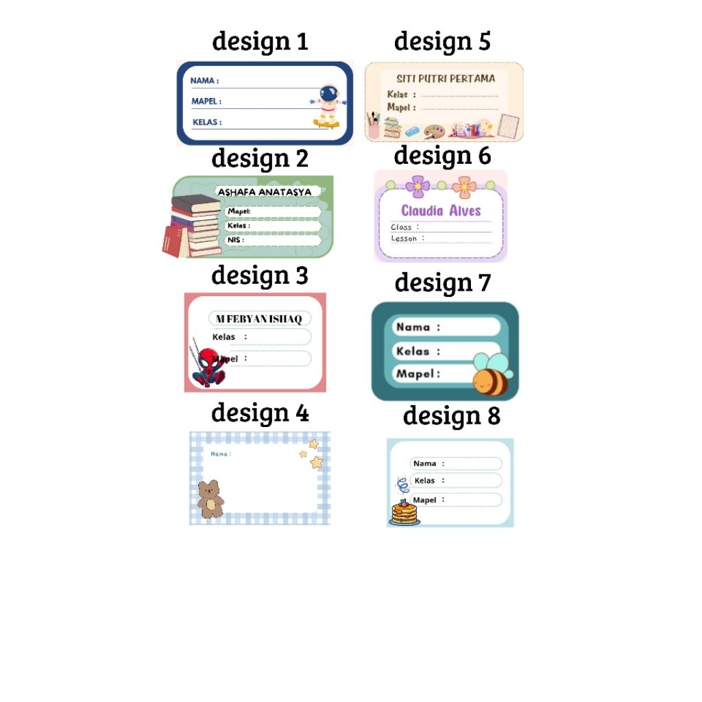 

stiker costum label buku sekolah 21pcs