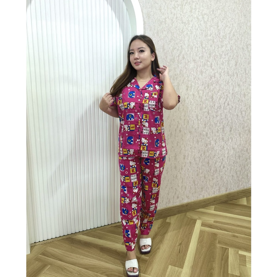 DAMAI FASHION JAKARTA  PIYAMA TIDUR KATUN WANITA WAWA KITTY konveksi