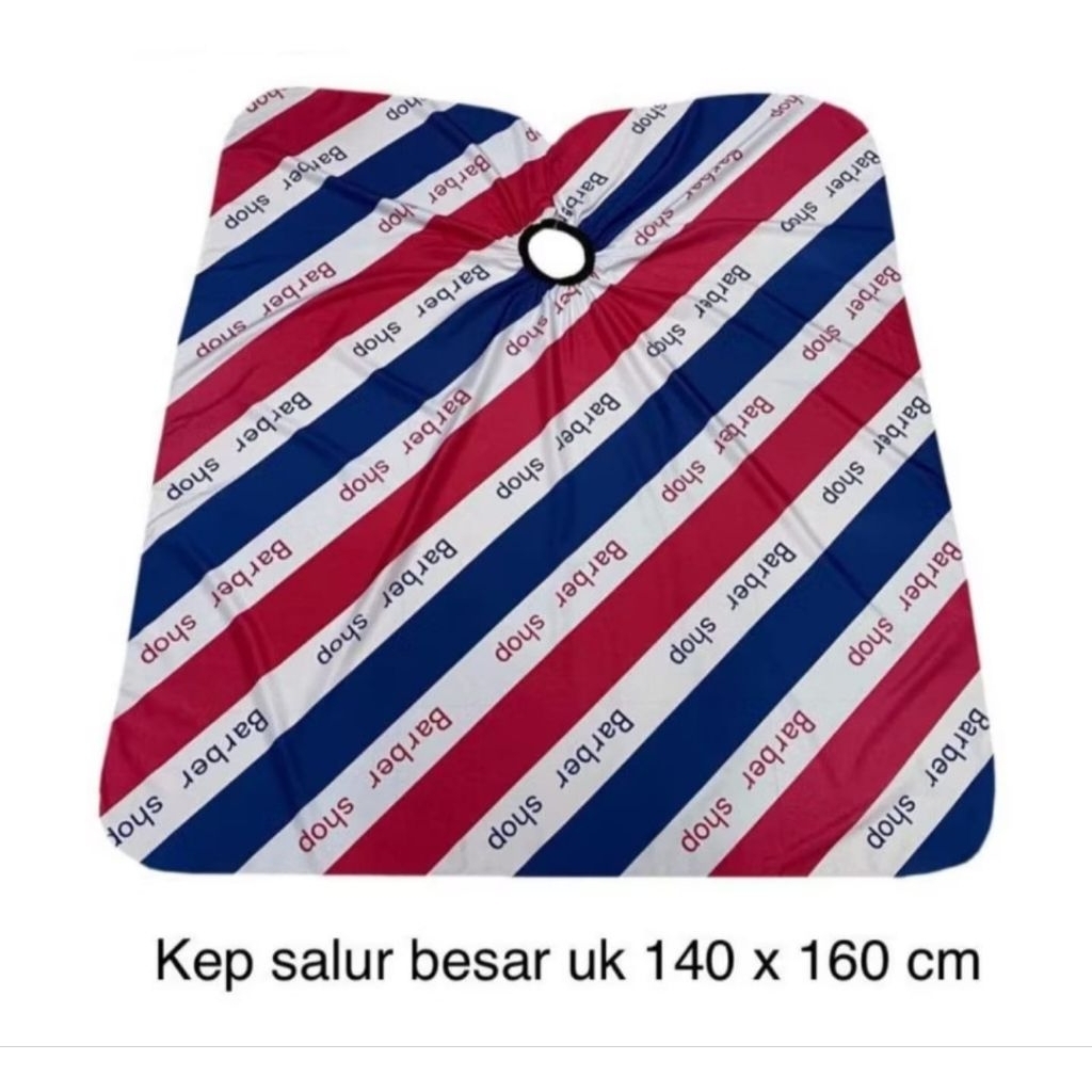 Kip kartun kep barbershop premium jumbo kain tebal list pinggir hitam