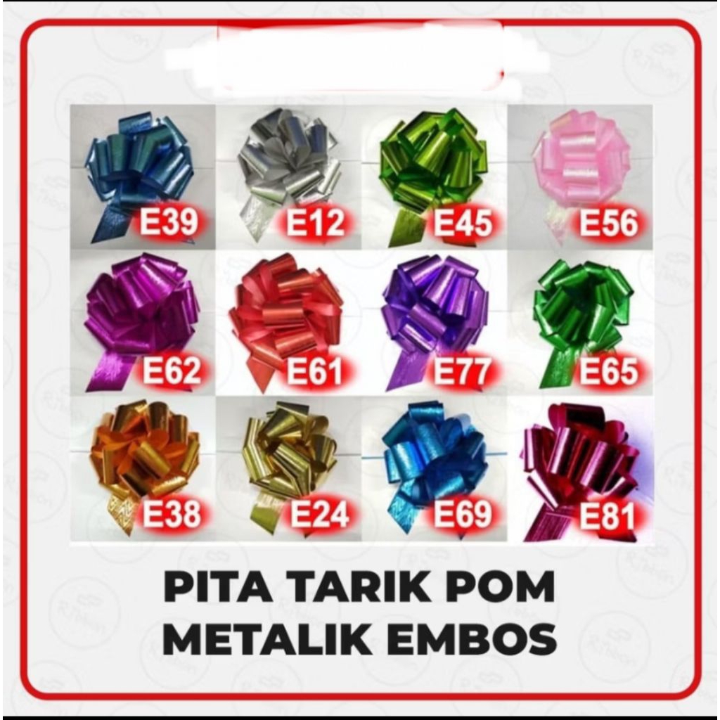 

Hiasan pita hampers pita tarik Pompom metalik emboss 32mm UNGU HIJAU MUDA