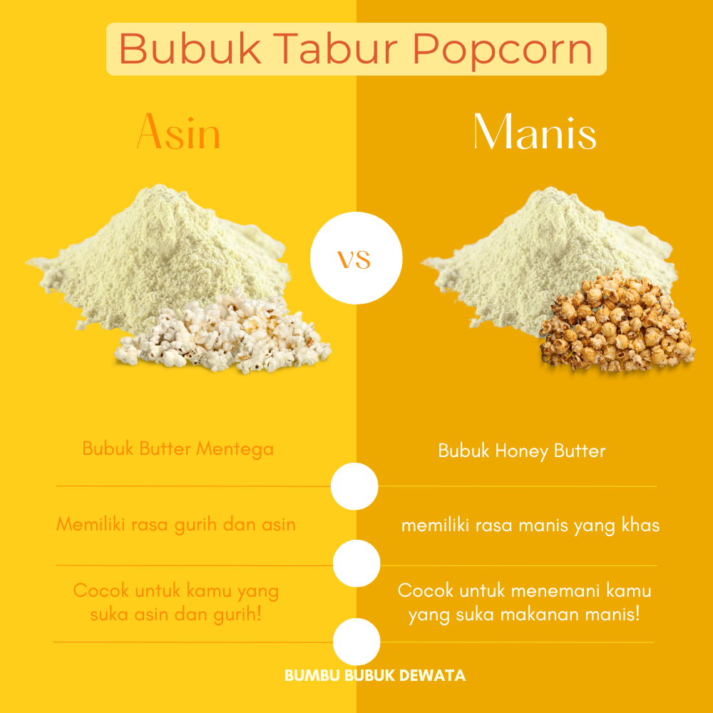 

Bumbu Tabur Popcorn 1kg, Bubuk Serbaguna, Lengkap, Semua Rasa, Asin Gurih Manis Kualitas Premium