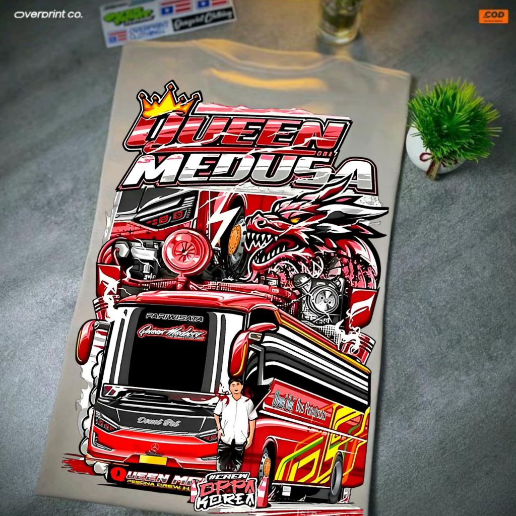 READY... KAOS BUS DEWASA-ANAK DEWI SRI QUEEN MEDUSA FREE STIKER HOLOGRAM DAN GANCI